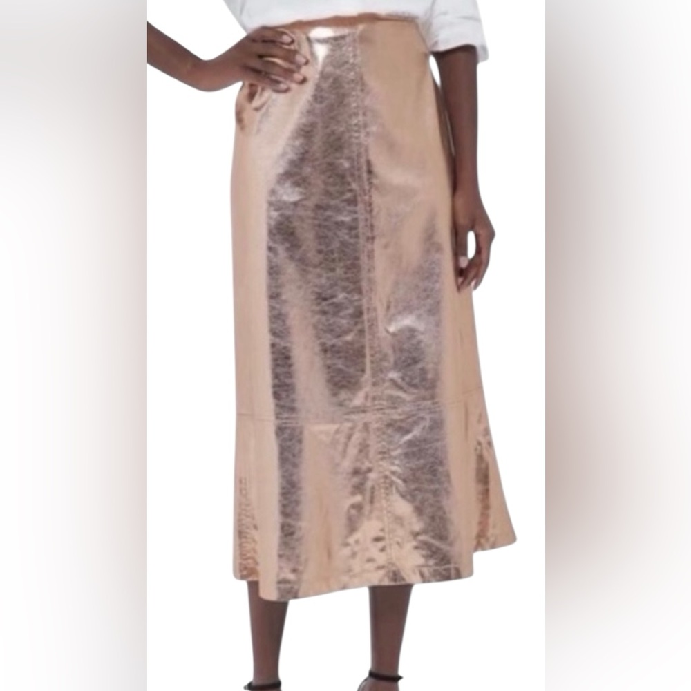 Tuckernuck X India Hicks London Metallic A-Line Midi Skirt, Size 0